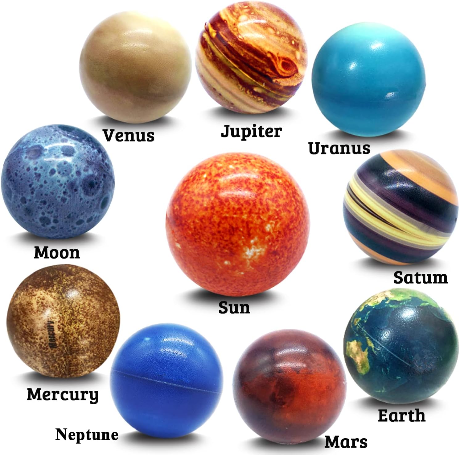 10PCS Solar Sy Planet Stress Balls,Stress Relief Planets Balls Educational Toys,Anti Stress Solar Educational Balls for Adults,Kids Early Study,Party Game,Birthday Gifts - Image 2