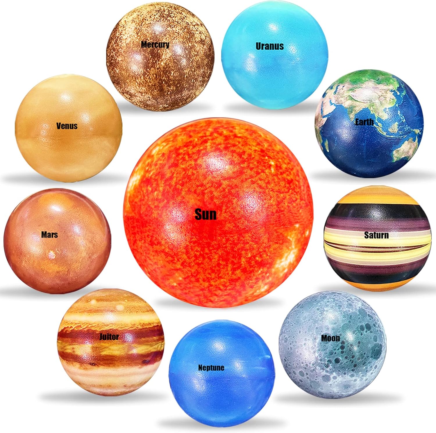 10PCS Solar Sy Planet Stress Balls,Stress Relief Planets Balls Educational Toys,Anti Stress Solar Educational Balls for Adults,Kids Early Study,Party Game,Birthday Gifts
